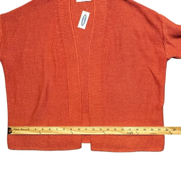 Old‎ Navy Chunky Knit Sweater Open Front Cardigan Orange Womens Medium Slouchy - Picture 7 of 10